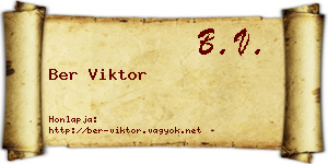 Ber Viktor névjegykártya
